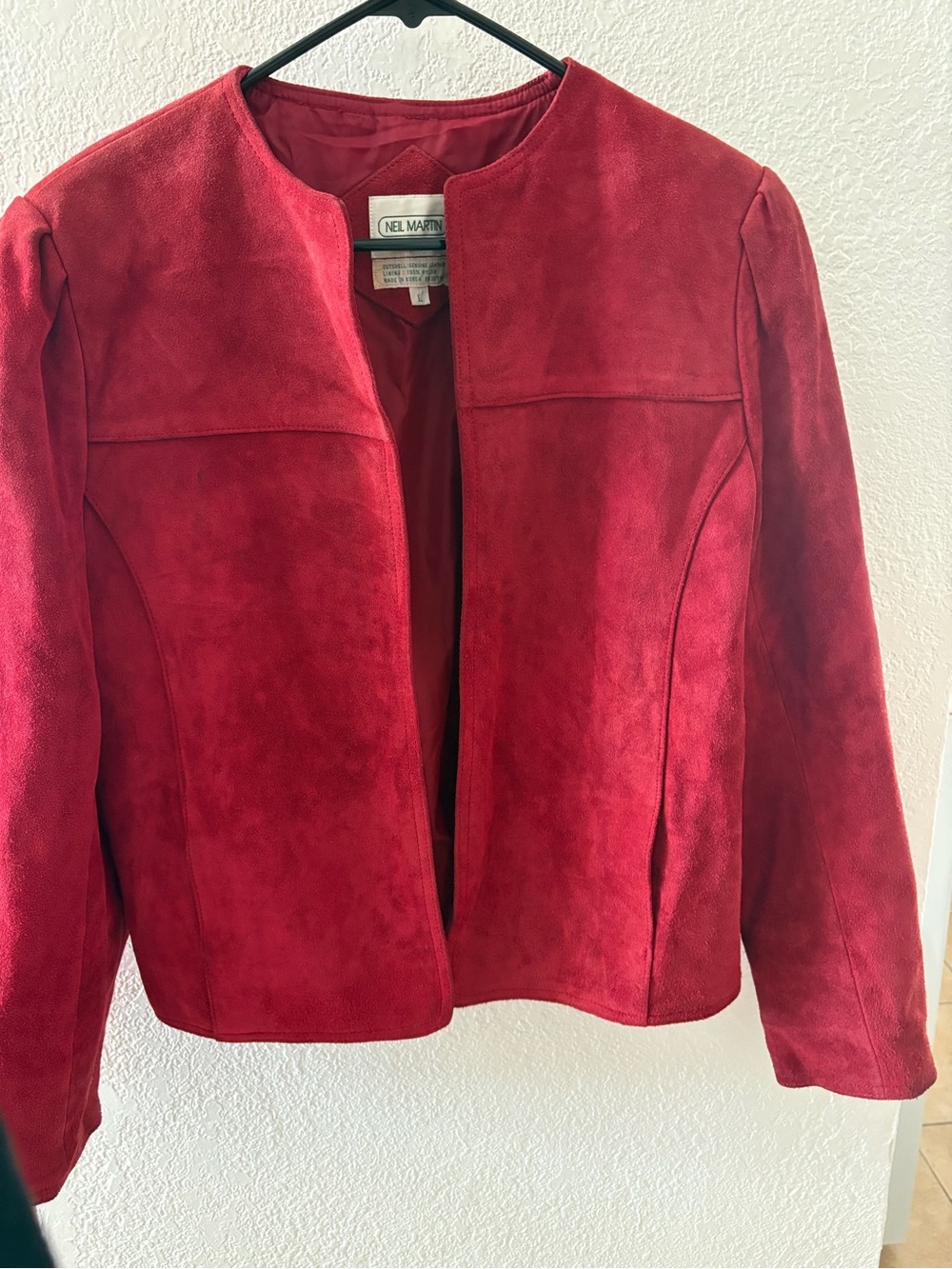 Neil Martin Red Suede Open-Front Women's Jacket